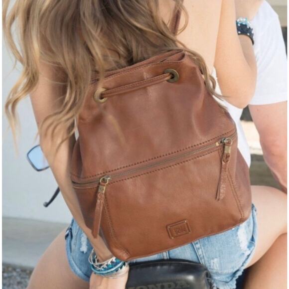 The Sam Camino Leather Boho Backpack Cognac Color Boho Hippie 90s Style - Picture 2 of 10